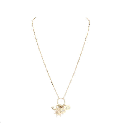 Rhinestone Moon Pinky Promise Virgin Mary Pendant Necklace