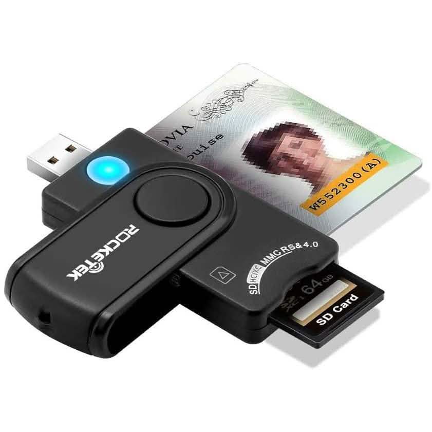 Lector de tarjetas de memoria CAC de acceso común USB militar DOD Rocketek