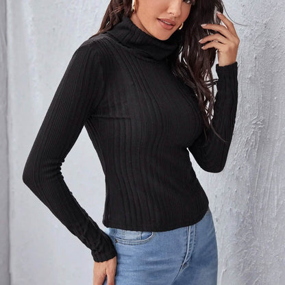 Camiseta de punto acanalado con cuello vuelto