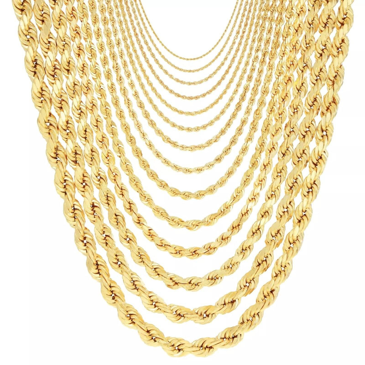 Cadena de cuerda de oro amarillo - 2 mm