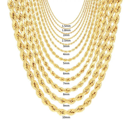 Cadena de oro amarillo de 8 mm - estilo soga