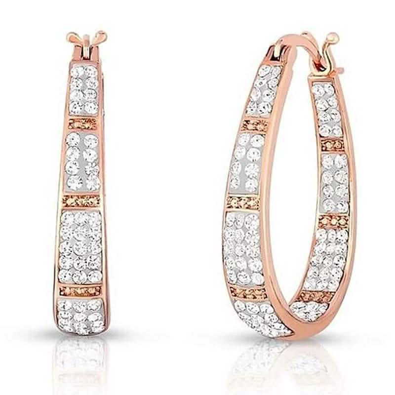 Pendientes de aro con cristales austríacos blancos y de color rosa