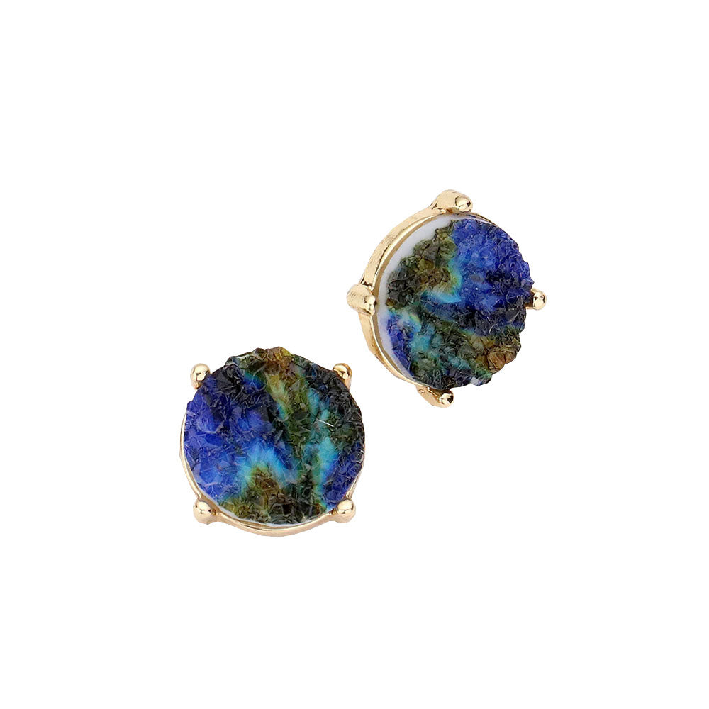 Women's Round Druzy Stud Earrings