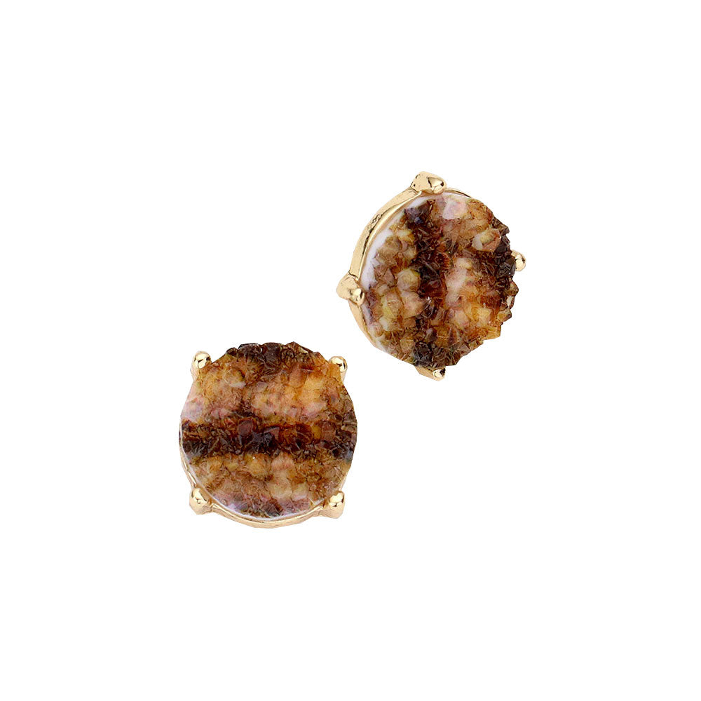 Women's Round Druzy Stud Earrings