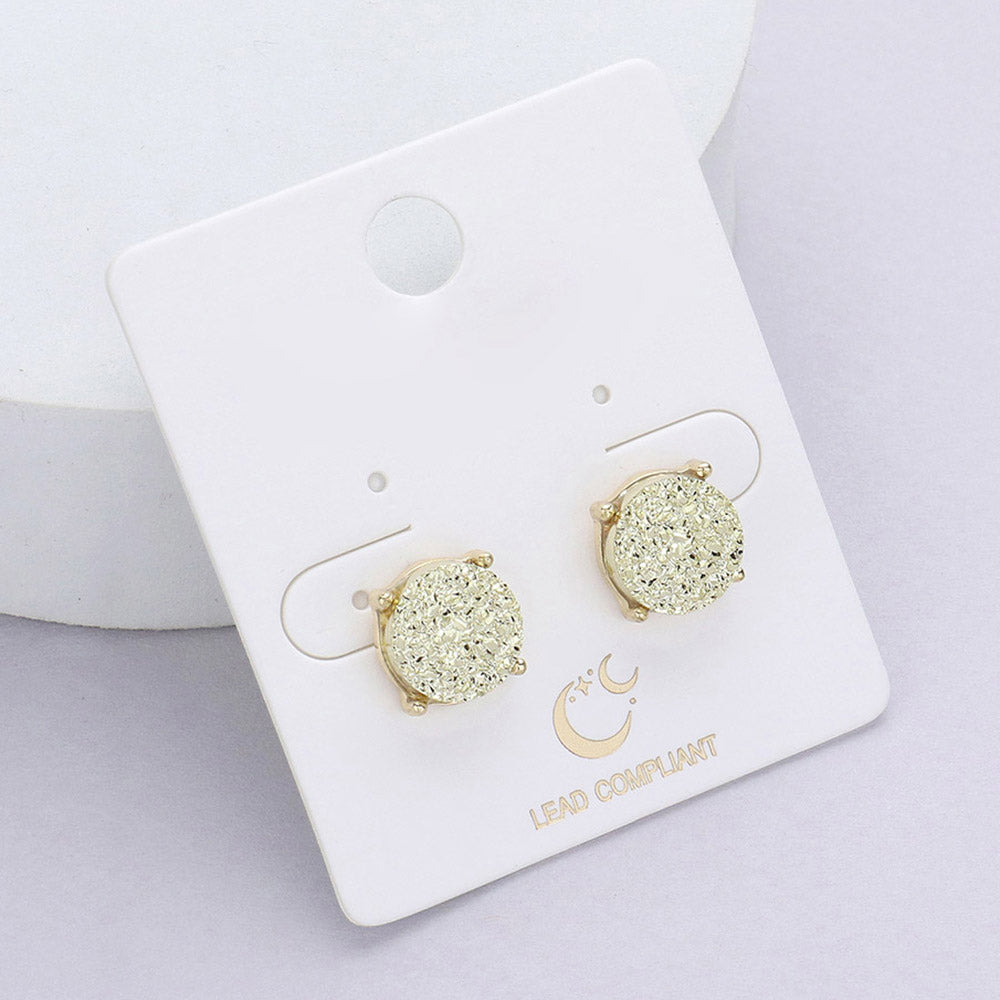 Women's Round Druzy Stud Earrings