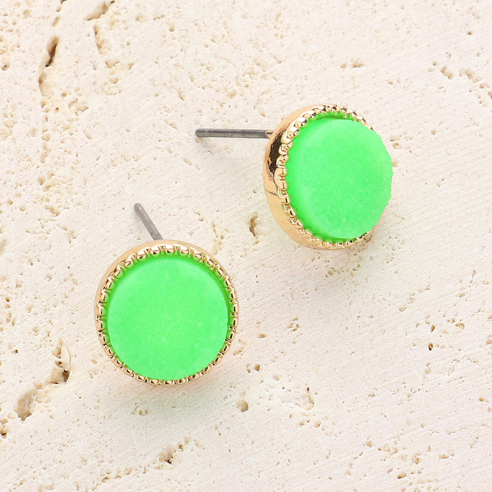 Women's Round Druzy Stud Earrings