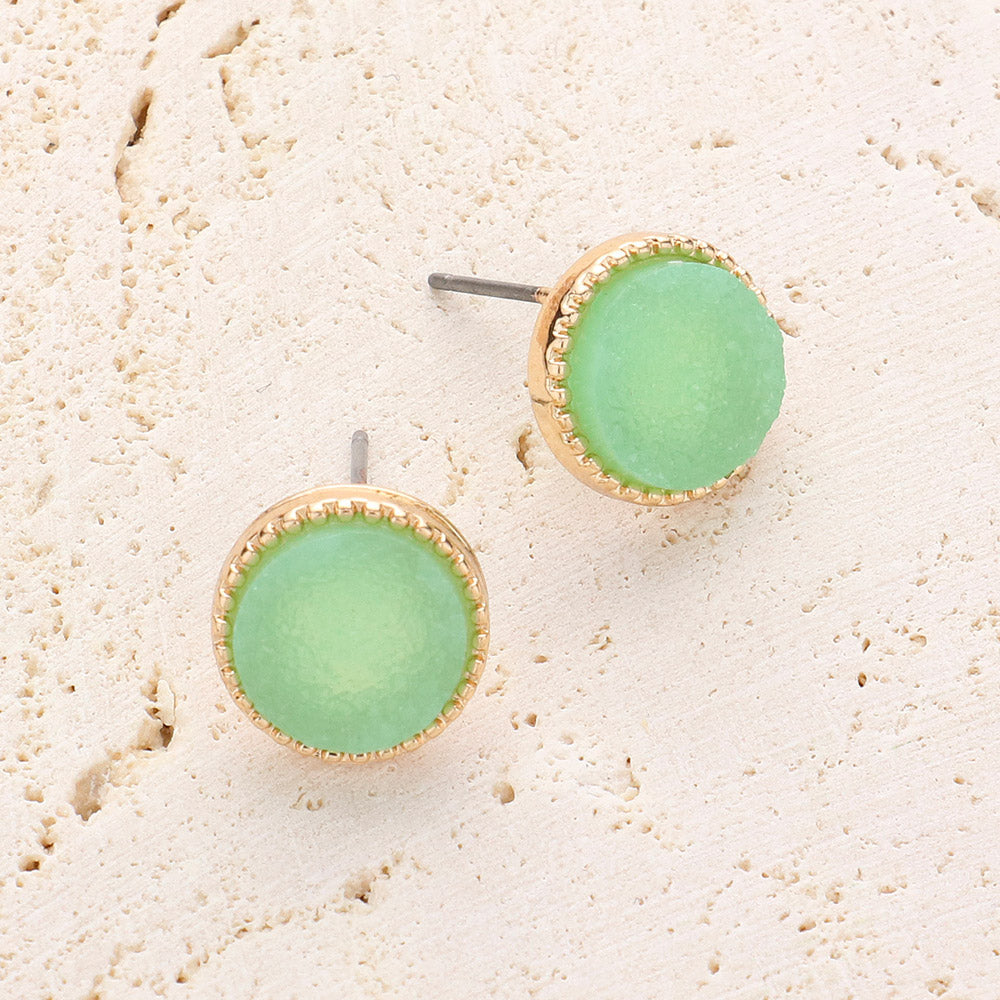 Women's Round Druzy Stud Earrings