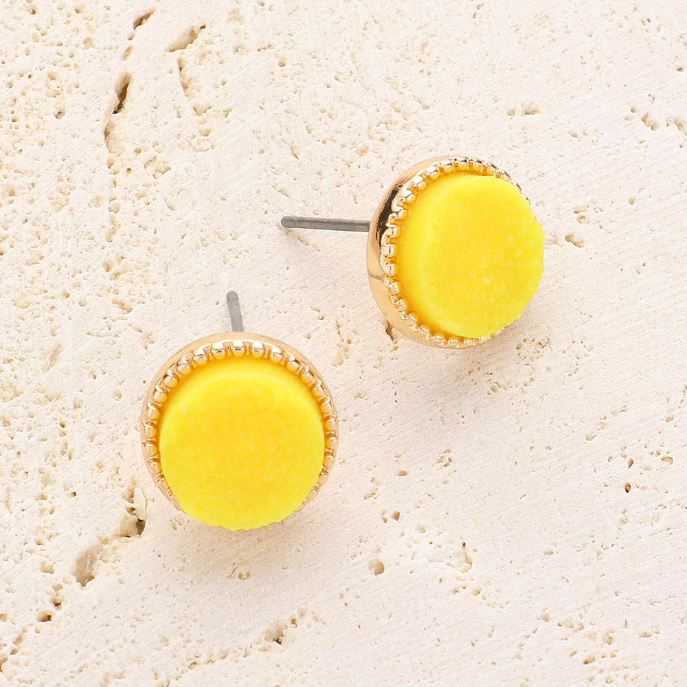 Women's Round Druzy Stud Earrings