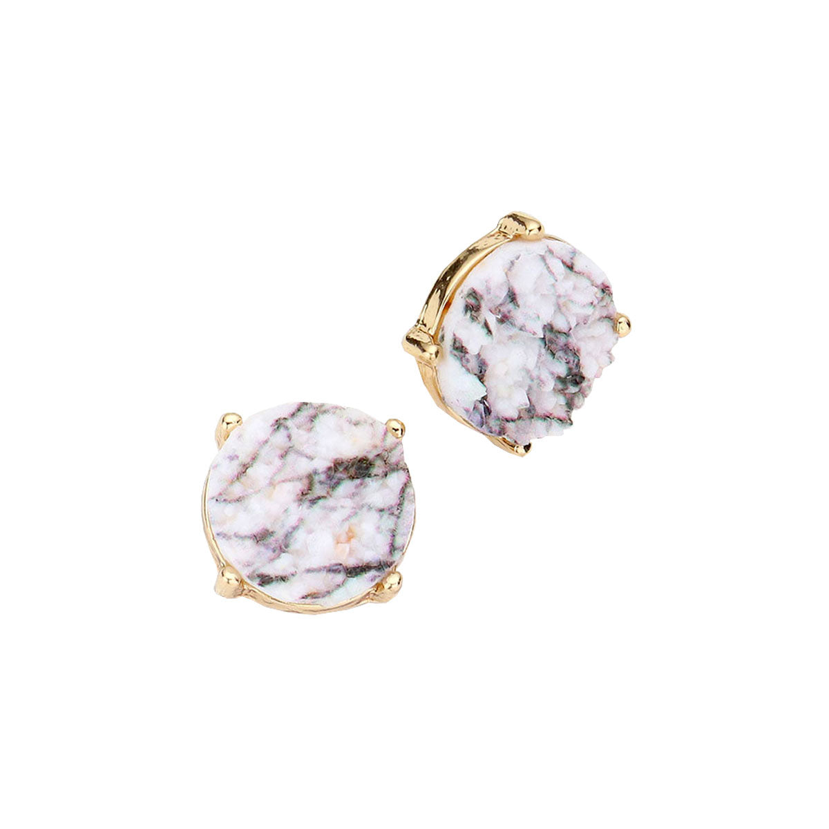 Women's Round Druzy Stud Earrings