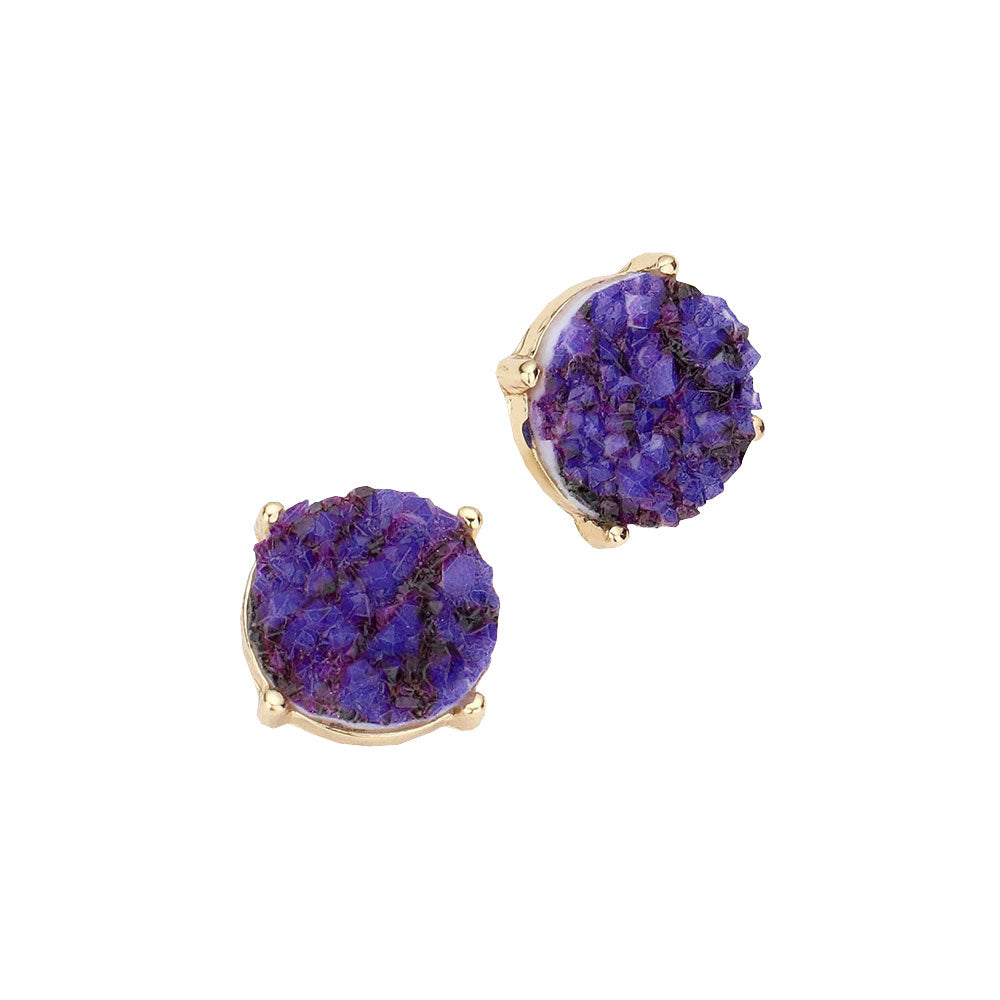 Women's Round Druzy Stud Earrings