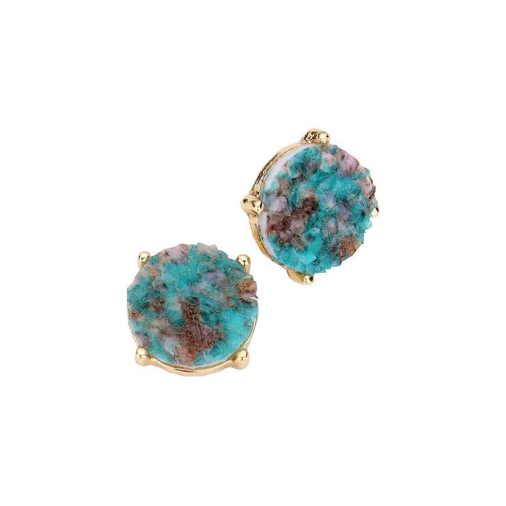 Women's Round Druzy Stud Earrings