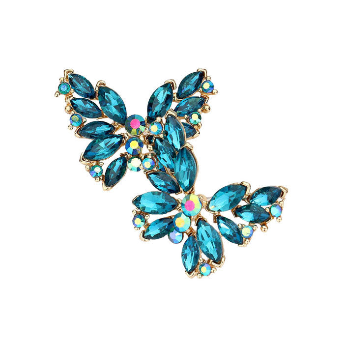 Round Marquise Stone Cluster Butterfly Evening Earrings