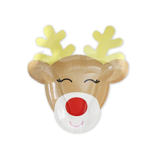 Platos de papel navideños de Rodolfo el Reno