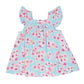 Bonito Vestido Floral Rosa con Volantes y Cubrepañal