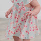 Bonito Vestido Floral Rosa con Volantes y Cubrepañal