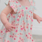 Bonito Vestido Floral Rosa con Volantes y Cubrepañal