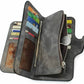 Vintage Faux Leather Long Wallet – Trifold Credit Card Holder with Snap & Zipper