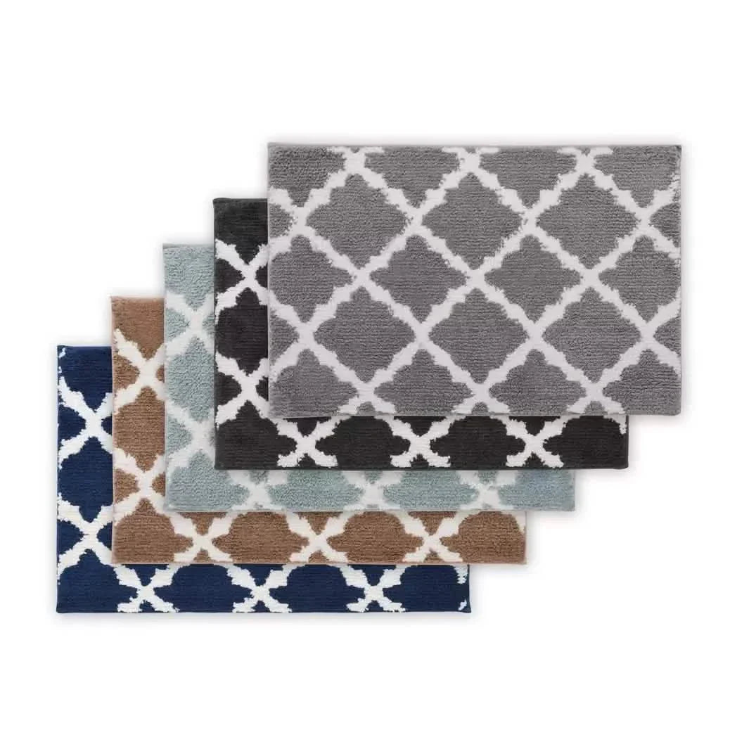 Alfombrillas de baño Bibb Home Micro Shag Trellis de 1-2 unidades de 50 x 80 cm