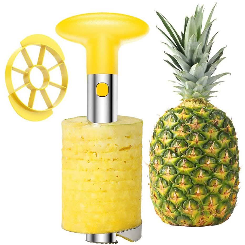 Utensilio de cocina fácil SameTech, pelador, descorazonador y cortador de piña de acero inoxidable