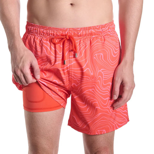 Bermudas híbridas Sand Waves, Heat and Bloom con forro de compresión, para natación y resort