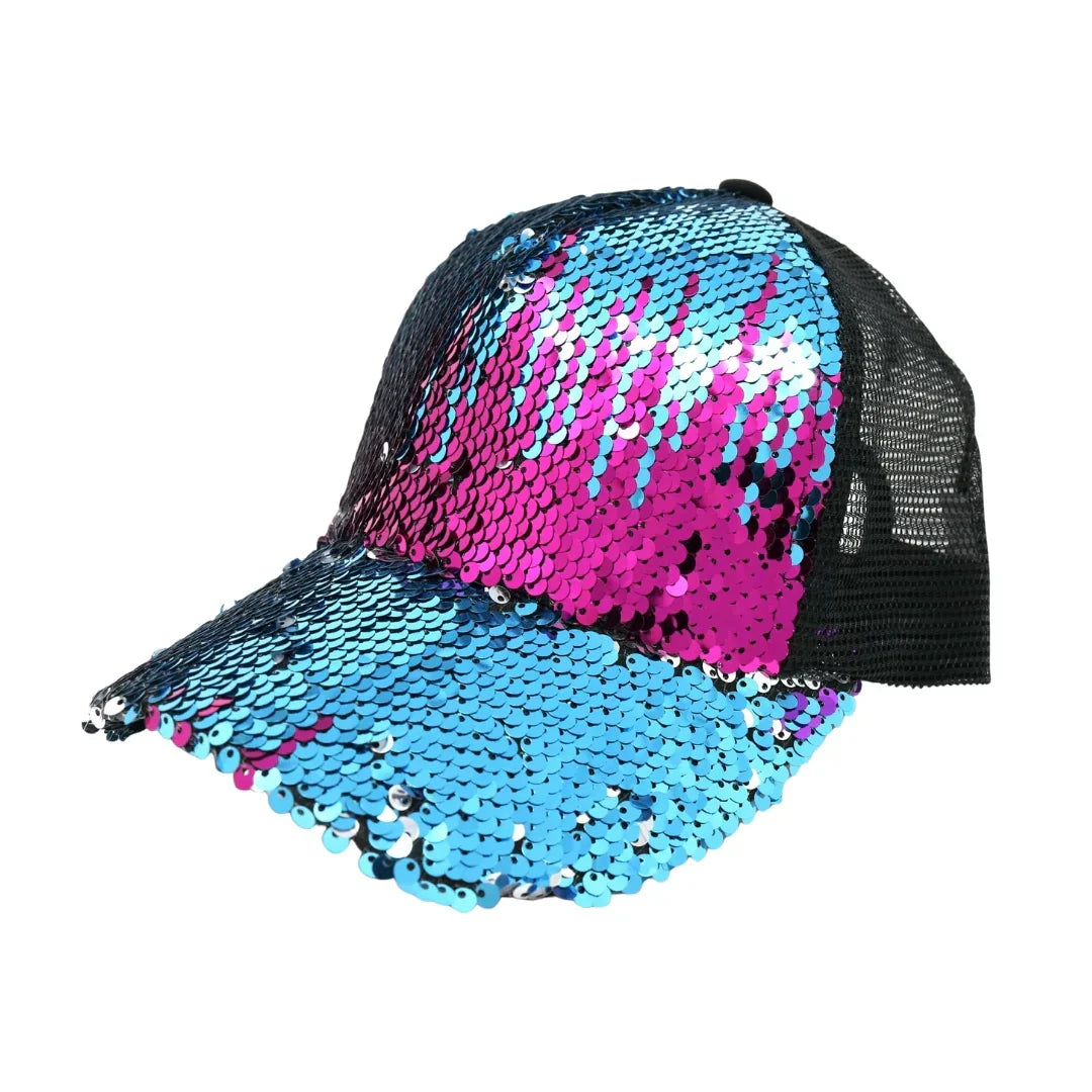 Sequin Mesh Back High Ponytail C.C Ball Cap