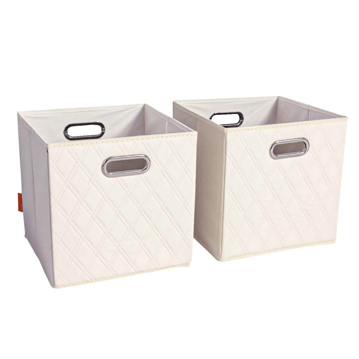 Juego de 2: Cestas/Contenedores organizadores plegables de cuero sintético con patrón de diamante de 28-33 cm