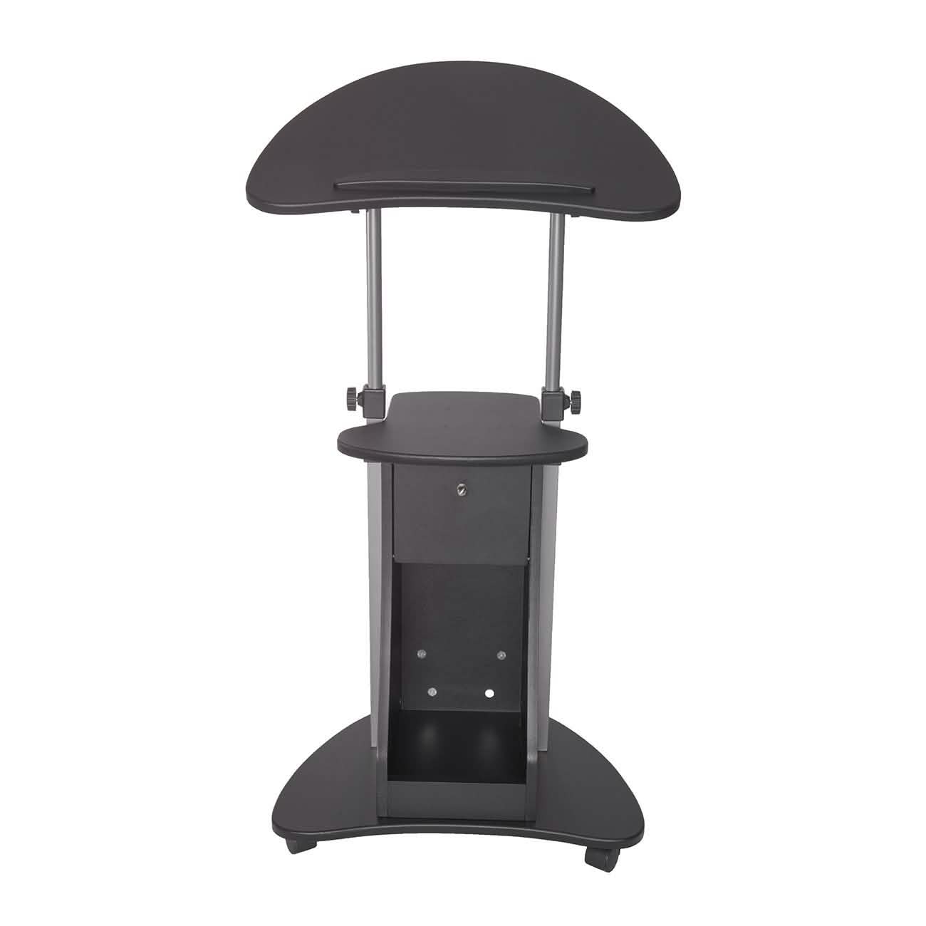 Mesa Auxiliar Ajustable con Ruedas para Laptop, con Almacenamiento, de Sentado a Parado