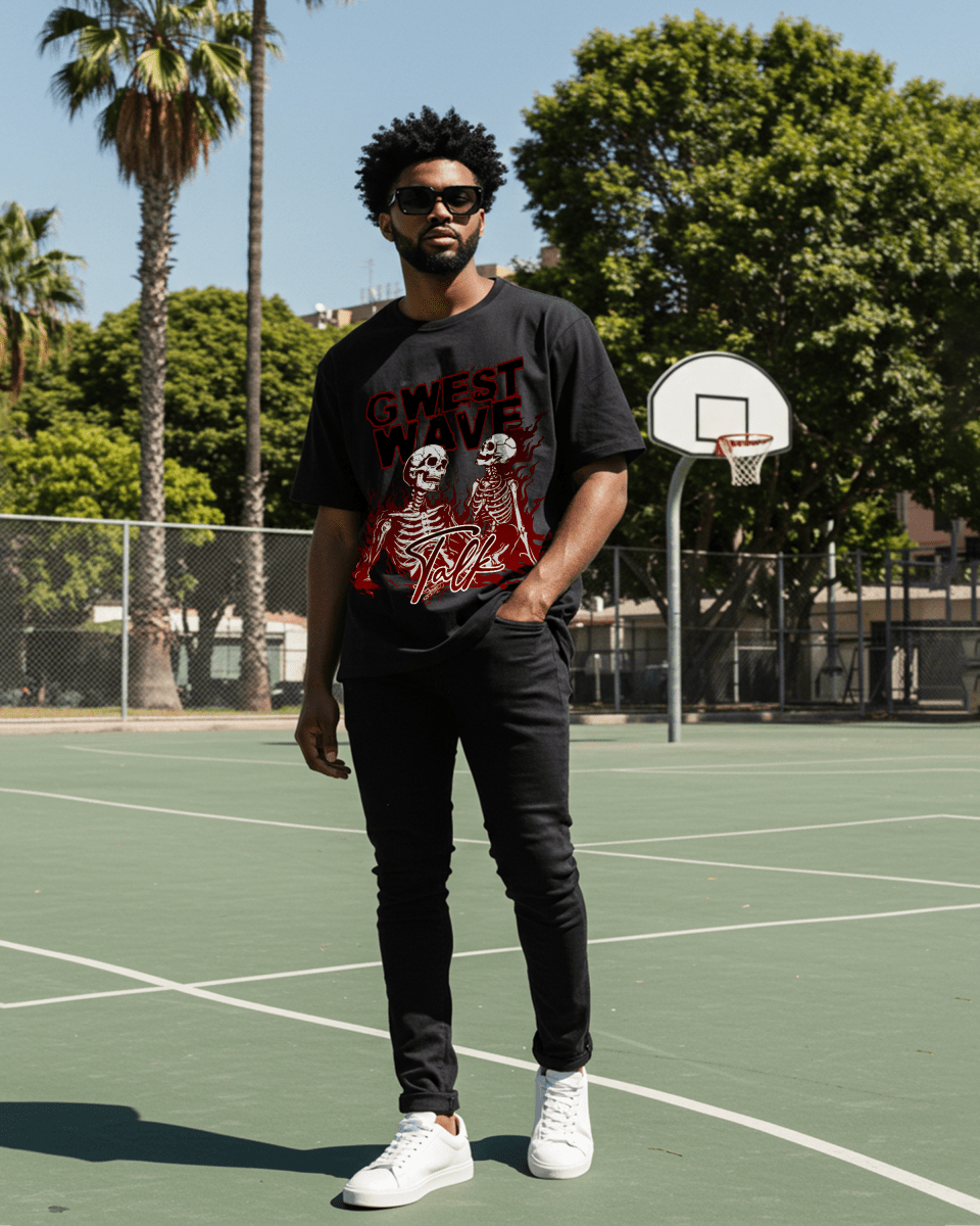 G West Skeletons & Secrets in the Flames Oversized T-Shirt Mens