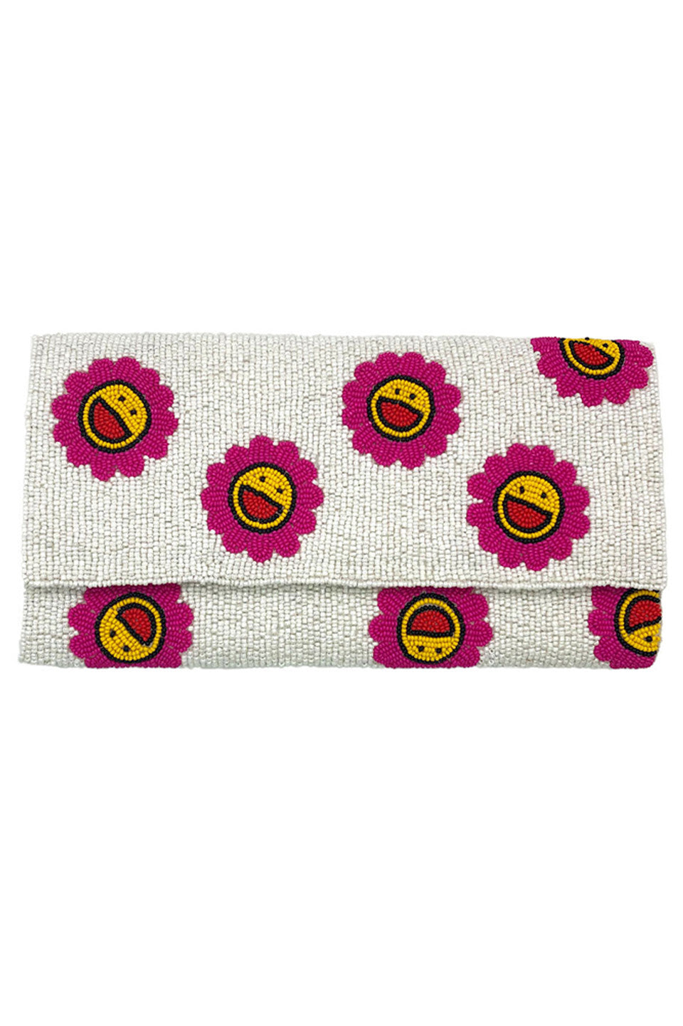 Smile Face Glass Beads Clutch