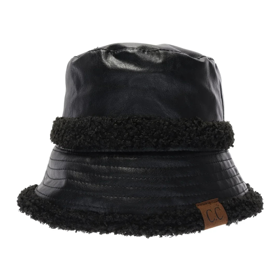 Soft Faux Leather Shearling C.C Bucket Hat