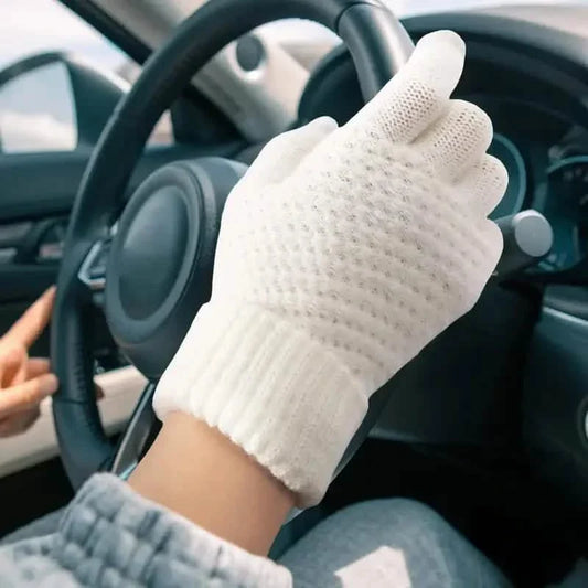 Guantes de invierno de punto para pantallas táctiles con puño elástico para clima frío
