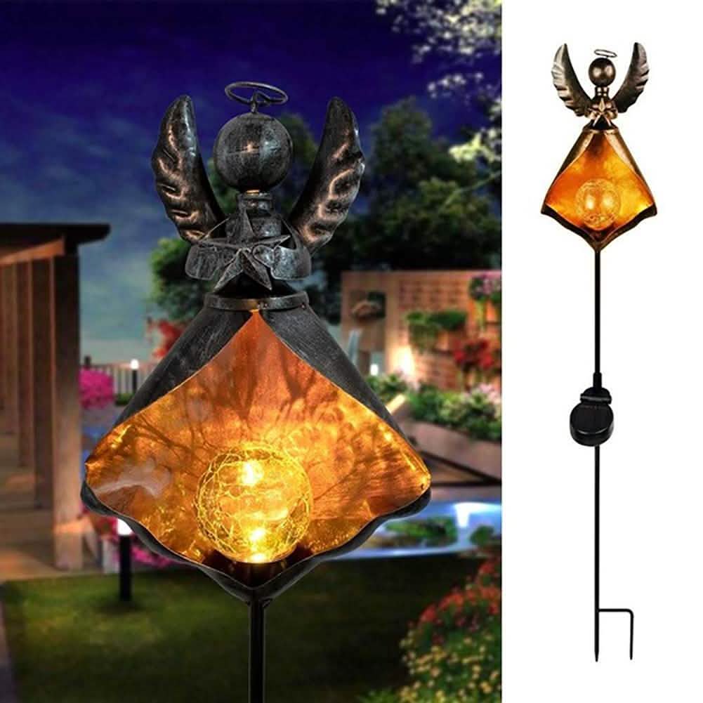 Lámpara solar LED con efecto de llama simulada, farolillo de césped, resistente al agua para exteriores
