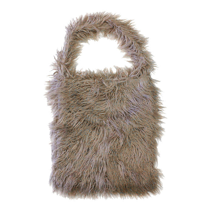 Solid Color Faux Fur Fringe Shoulder Bag