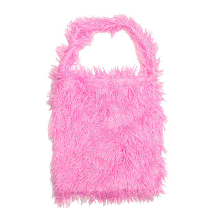 Solid Color Faux Fur Fringe Shoulder Bag