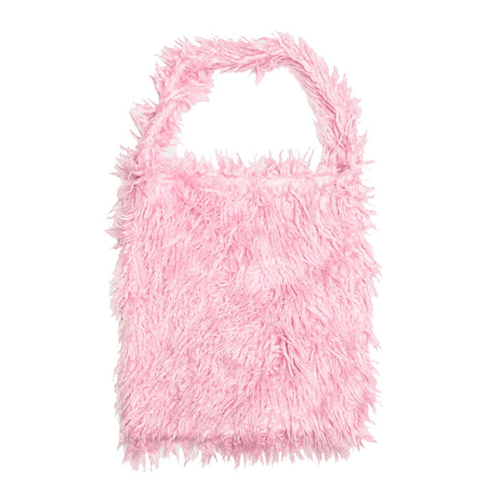 Solid Color Faux Fur Fringe Shoulder Bag