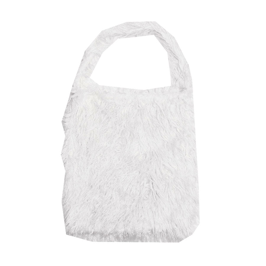 Solid Color Faux Fur Fringe Shoulder Bag