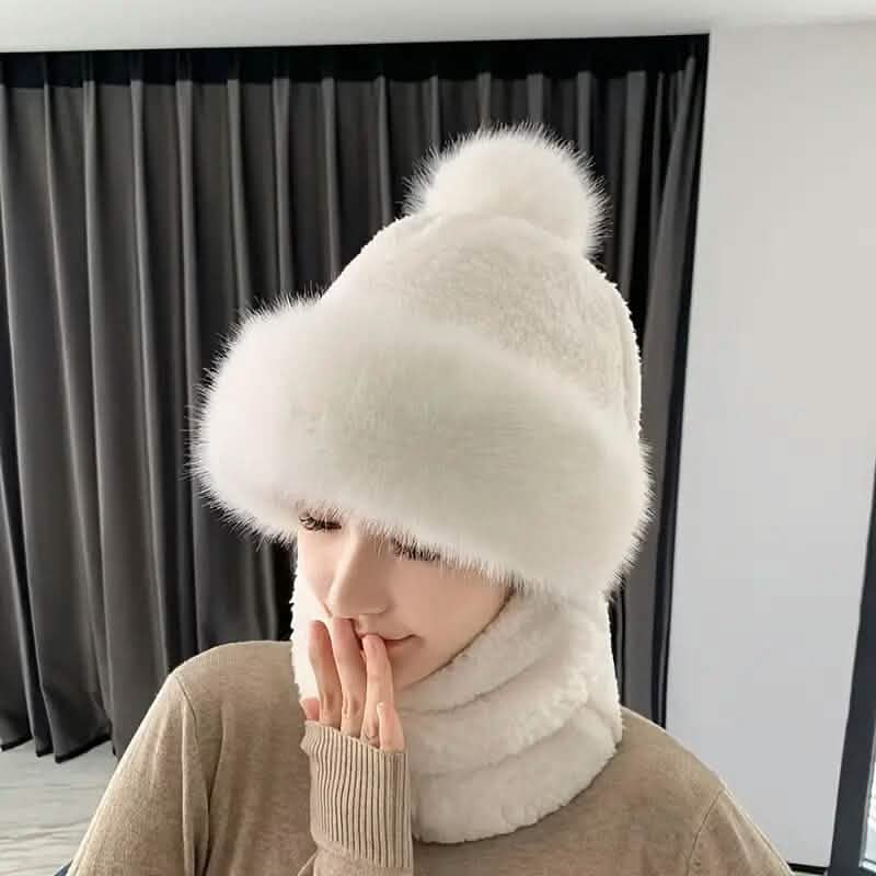 Gorro de esquí con capucha, protección para las orejas, a prueba de viento, forro polar grueso de color sólido, pasamontañas