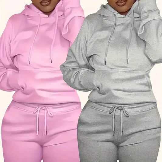 Sudadera con capucha informal de manga larga con cordón liso