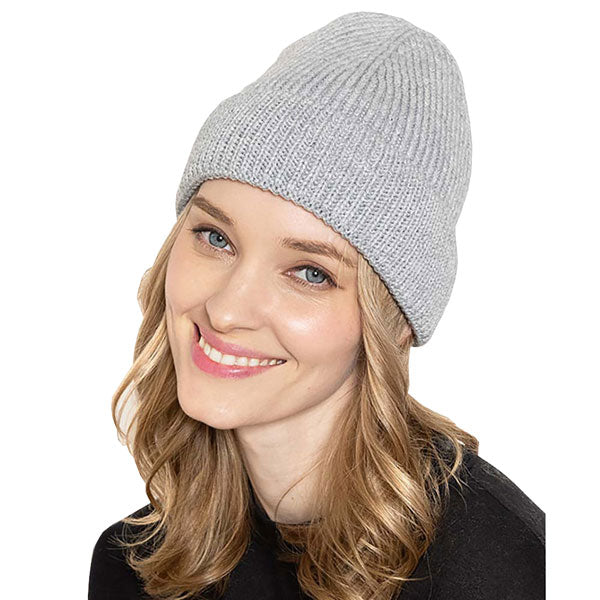 Solid Ribbed Cuff Beanie Hat
