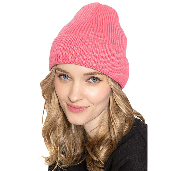 Solid Ribbed Cuff Beanie Hat