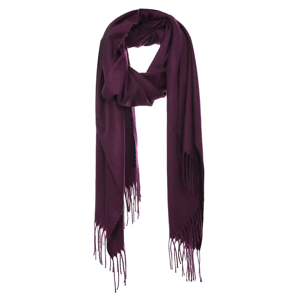 Solid Tassel Oblong Scarf