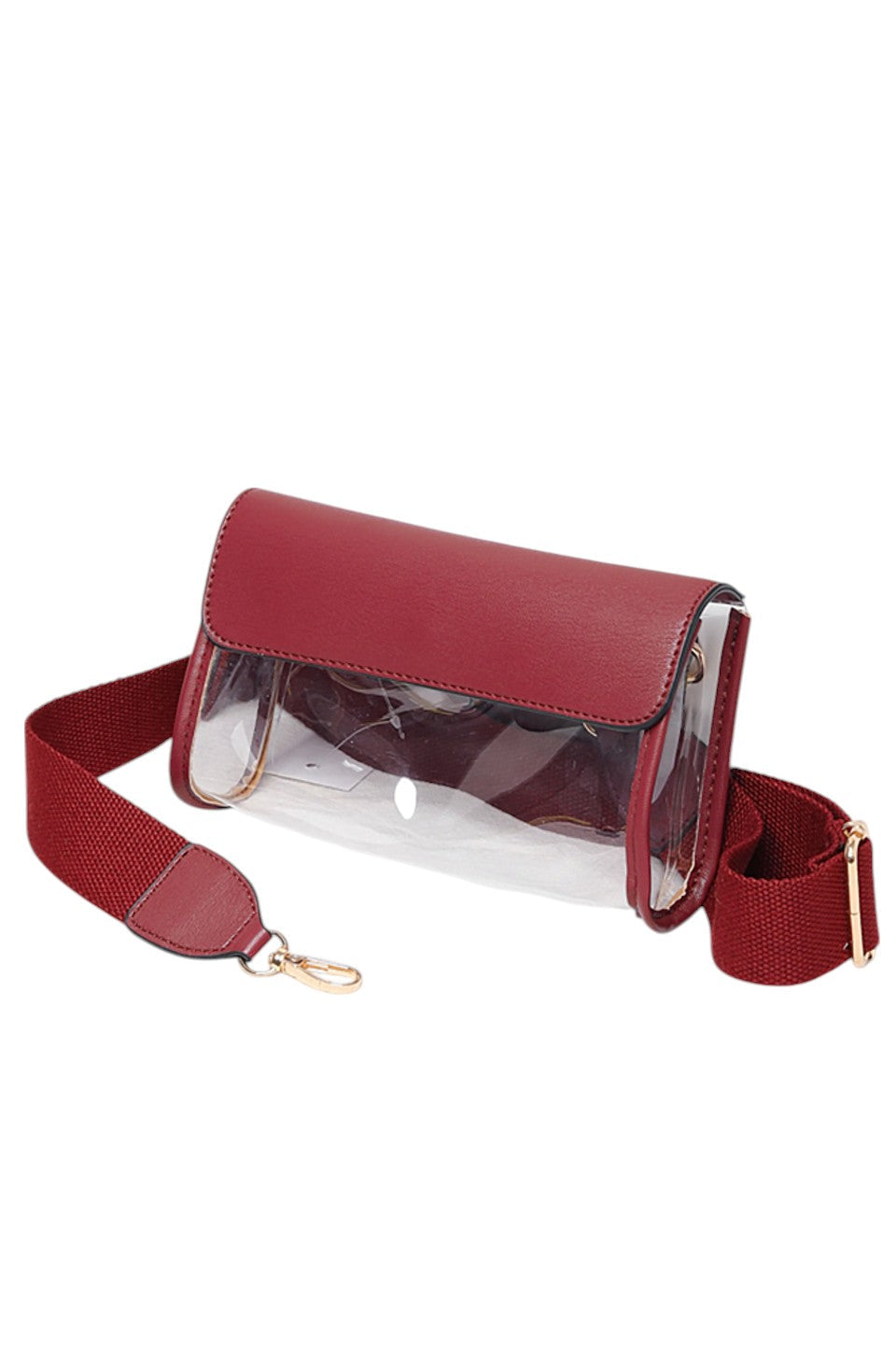Solid Trim Clear Stadium Crossbody Bag