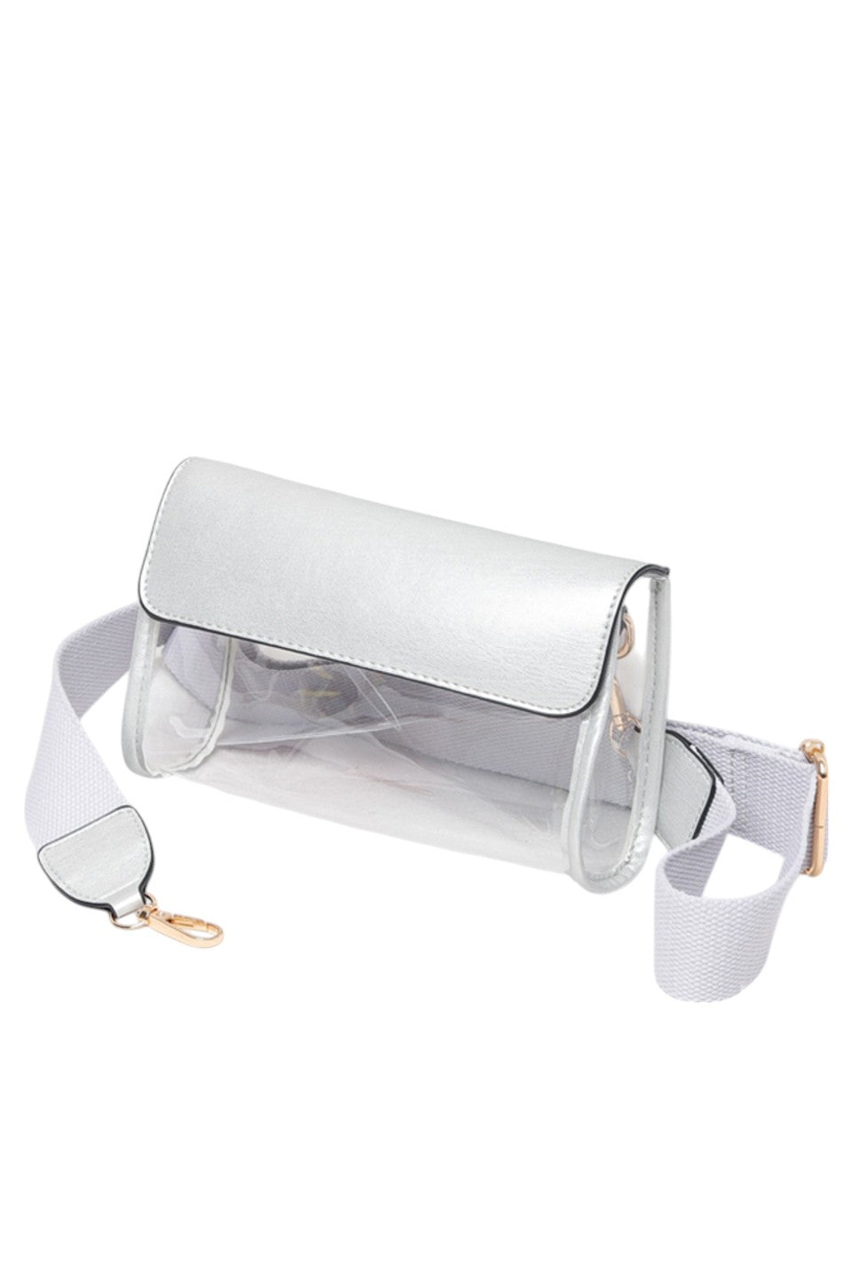 Solid Trim Clear Stadium Crossbody Bag