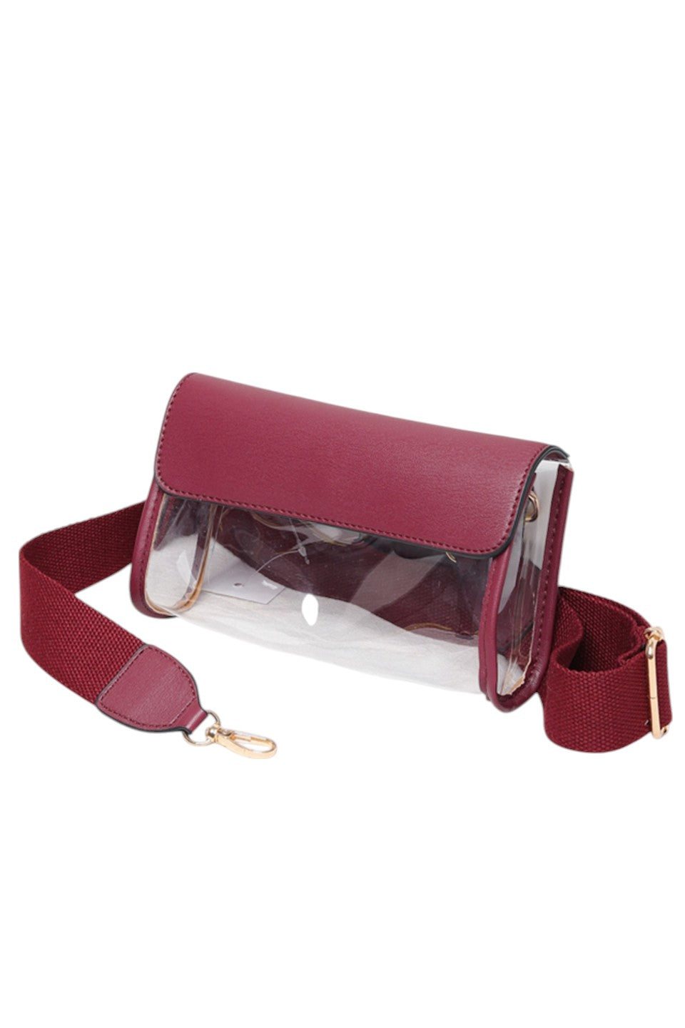 Solid Trim Clear Stadium Crossbody Bag