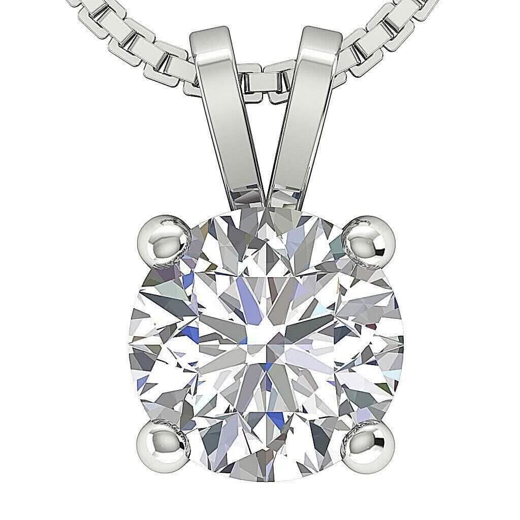 Colgante Solitario I2 H Diamante Redondo 1.03 Ct Engaste de Cuatro Puntas Oro Blanco 14K