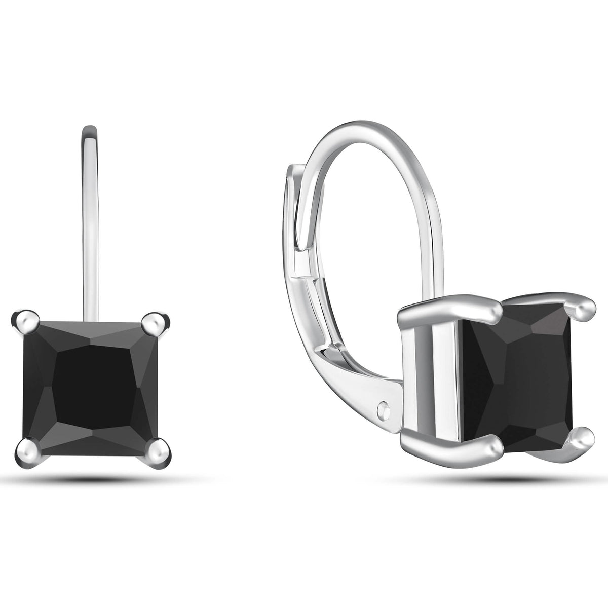 Pendientes con cierre de palanca y gema de talla cuadrada
