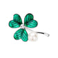 Broche de trébol con perla para el Día de San Patricio, broche de trébol verde