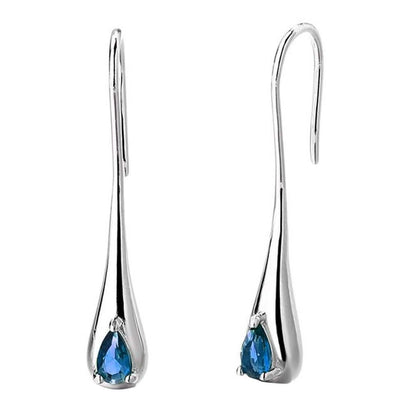 Pendientes de gota de plata esterlina con piedras preciosas