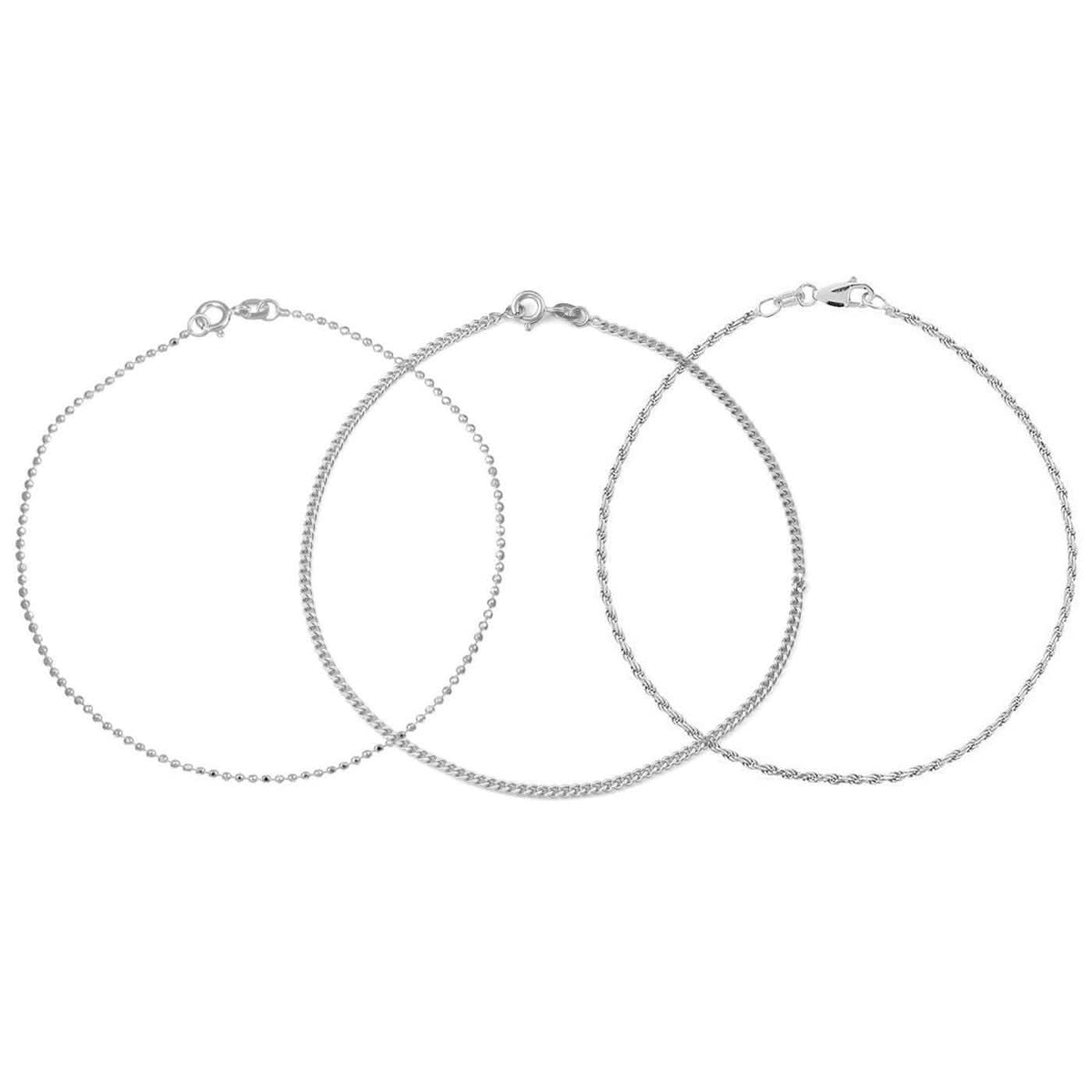 Tobilleras italianas de plata de ley