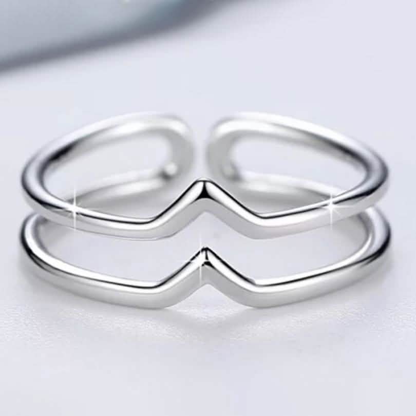 Anillo Minimalista Ajustable de Plata de Ley de 2 Filas